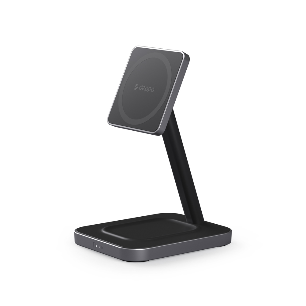 Зарядная станция Deppa 2 в 1 MageSafe Stand: iPhone, Airpods, 20W, черная