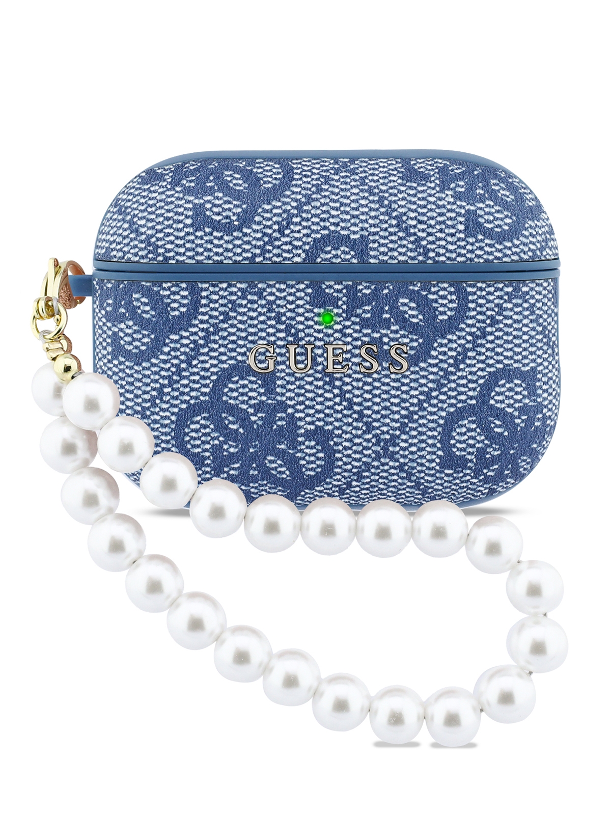 Чехол Guess для Airpods Pro 3 PU leather 4G with Classic metal logo and Pearl hand strap, Синий