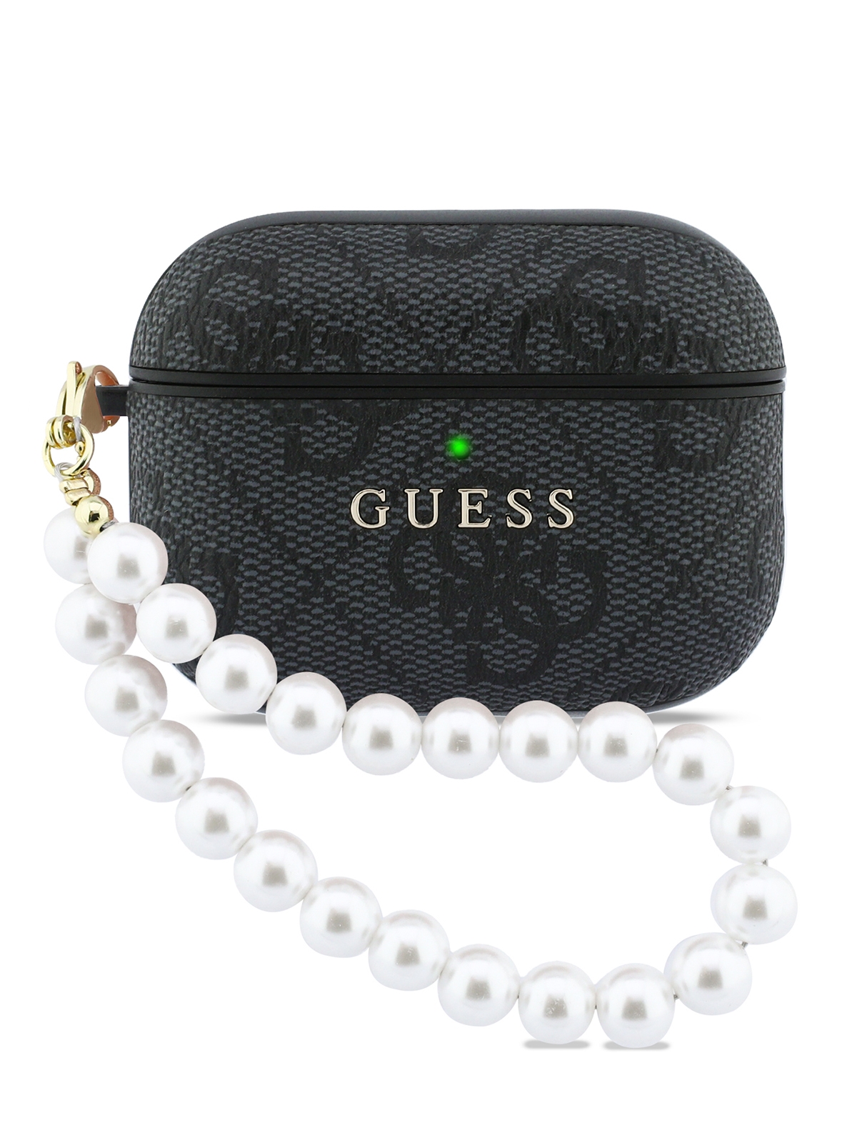 Чехол Guess для Airpods Pro 3 PU leather 4G with Classic metal logo and Pearl hand strap, Черный