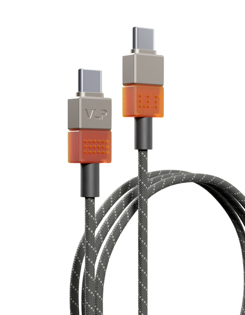 Дата-кабель VLP NEO USB-C, 100W, 1.5м, Серый/Оранжевый