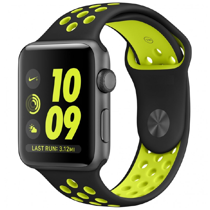 Ремешок Nike для Apple Watch 42/44/45мм, Черный/Салатовый
