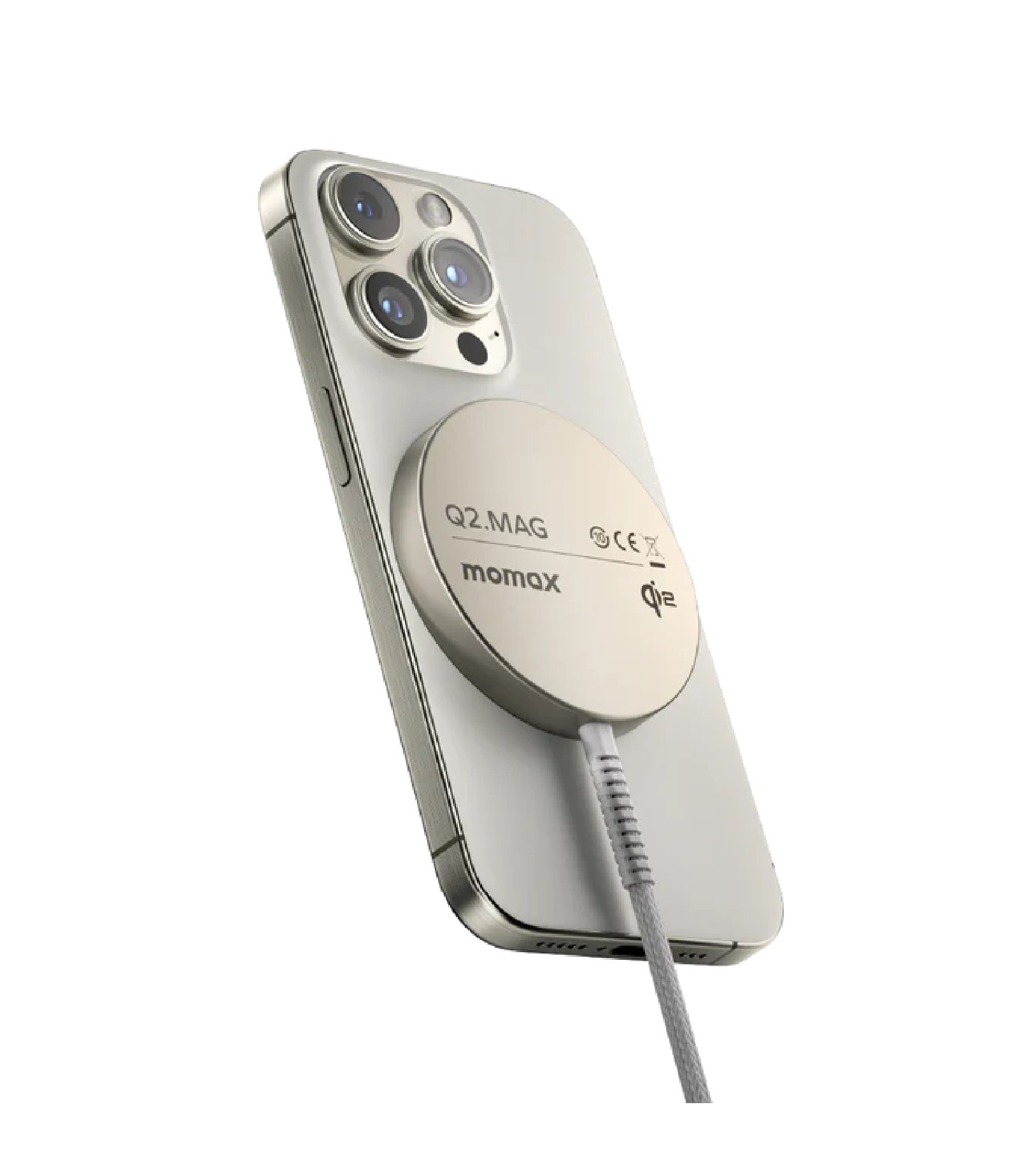 Магнитное беспроводное зарядное устройство Momax Qi2, Титановая, UD32L