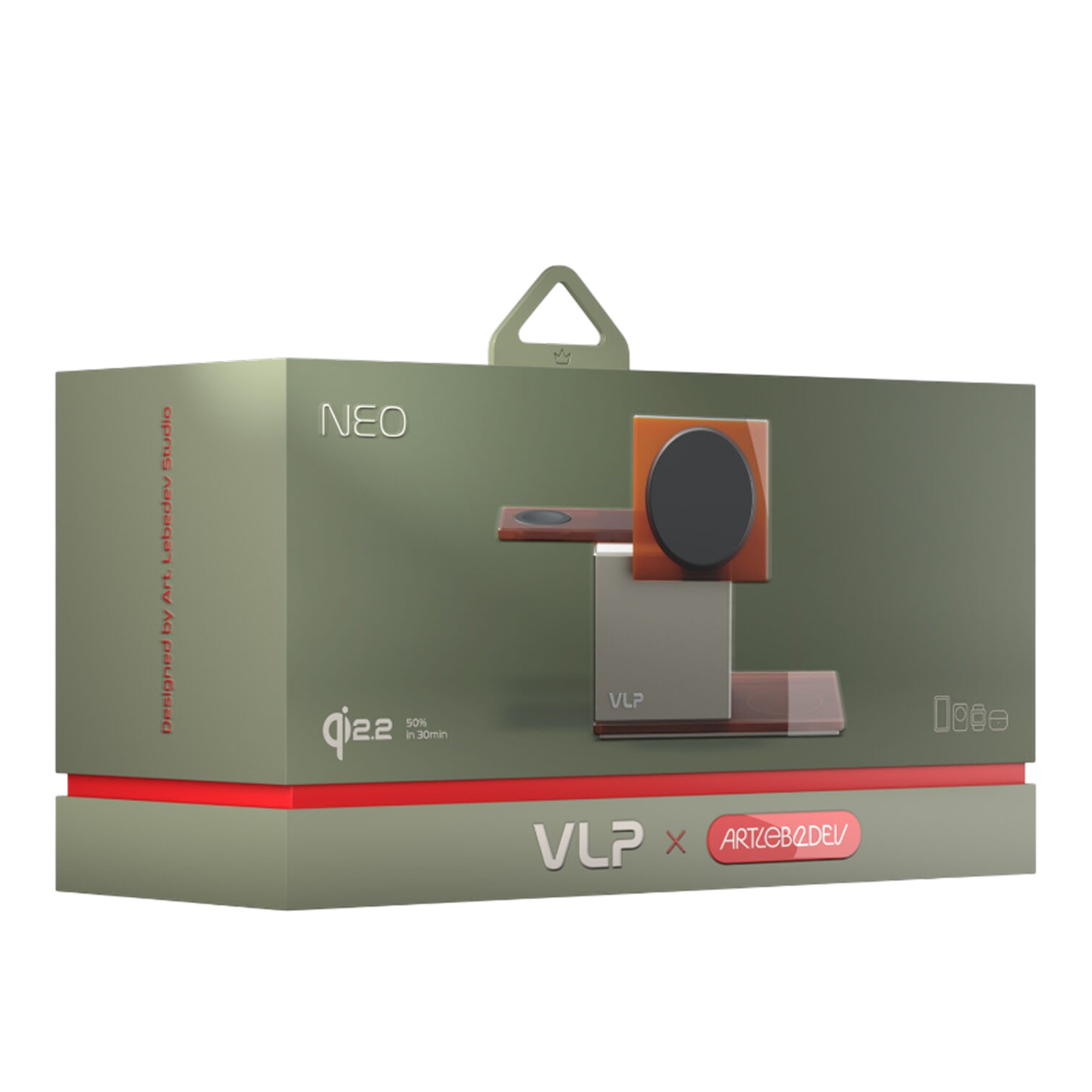 Беспроводное зарядное устройство VLP NEO Qi2.2, Apple Watch, Серый/Оранжевый