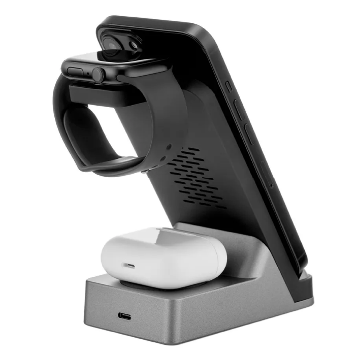 Беспроводное зарядное устройство 3 в1 Rocket Stand, черный, 30W