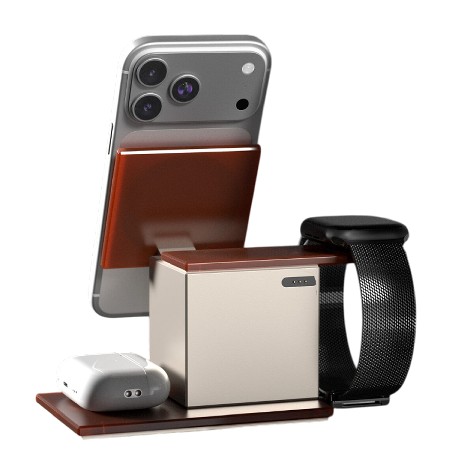 Беспроводное зарядное устройство VLP NEO Qi2.2, Apple Watch, Серый/Оранжевый