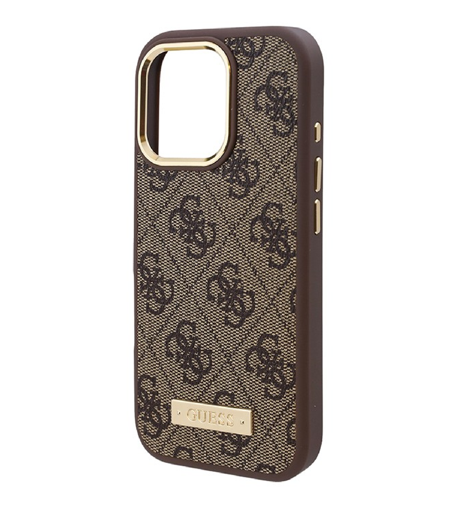 Чехол Guess PU 4G Plate metal logo Hard с MagSafe для iPhone 16 Pro Max, Коричневый