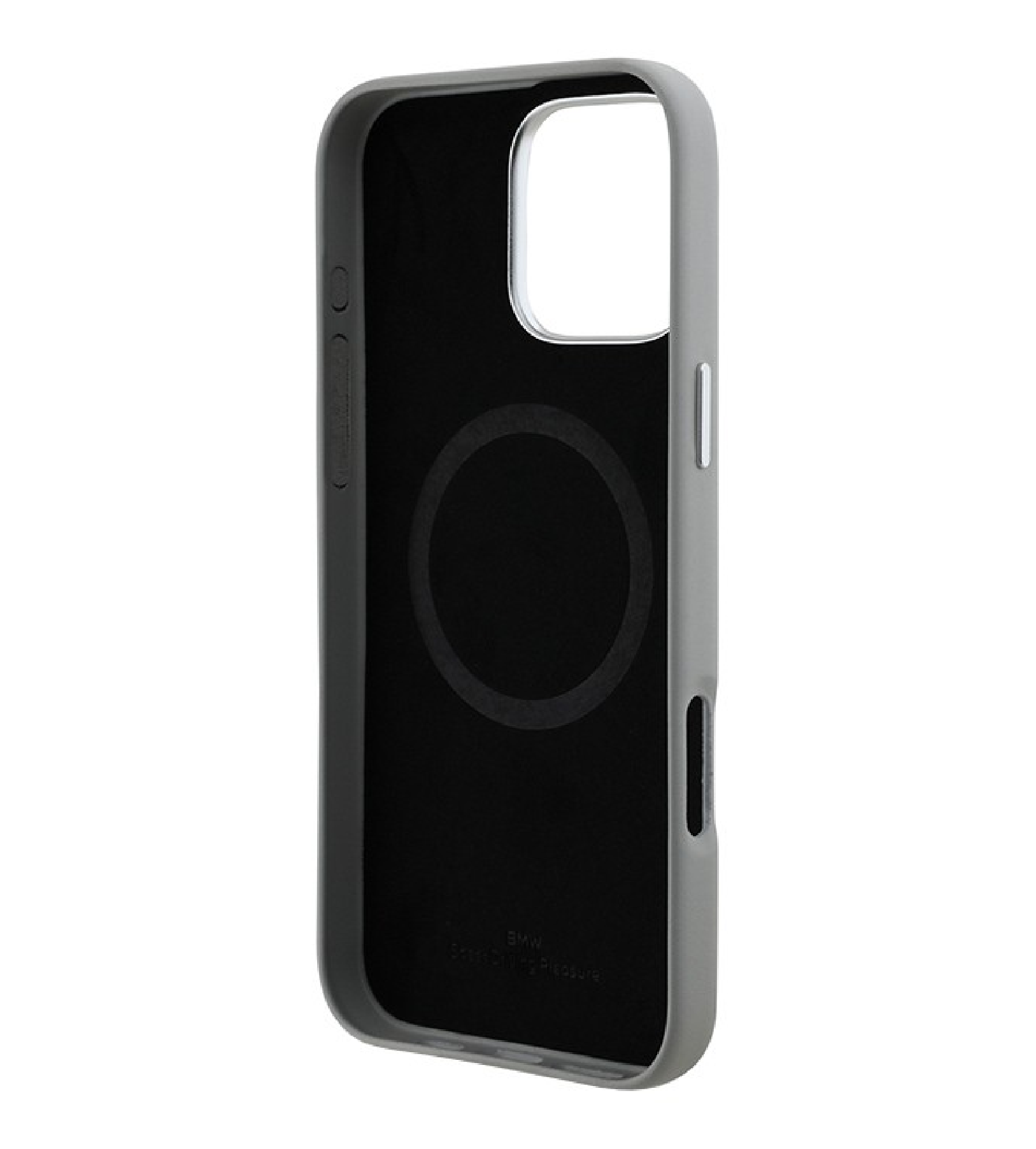 Чехол BMW Signature PU Full Wrapped Metal logo & Camera с MagSafe для iPhone 16 Pro Max, Серый