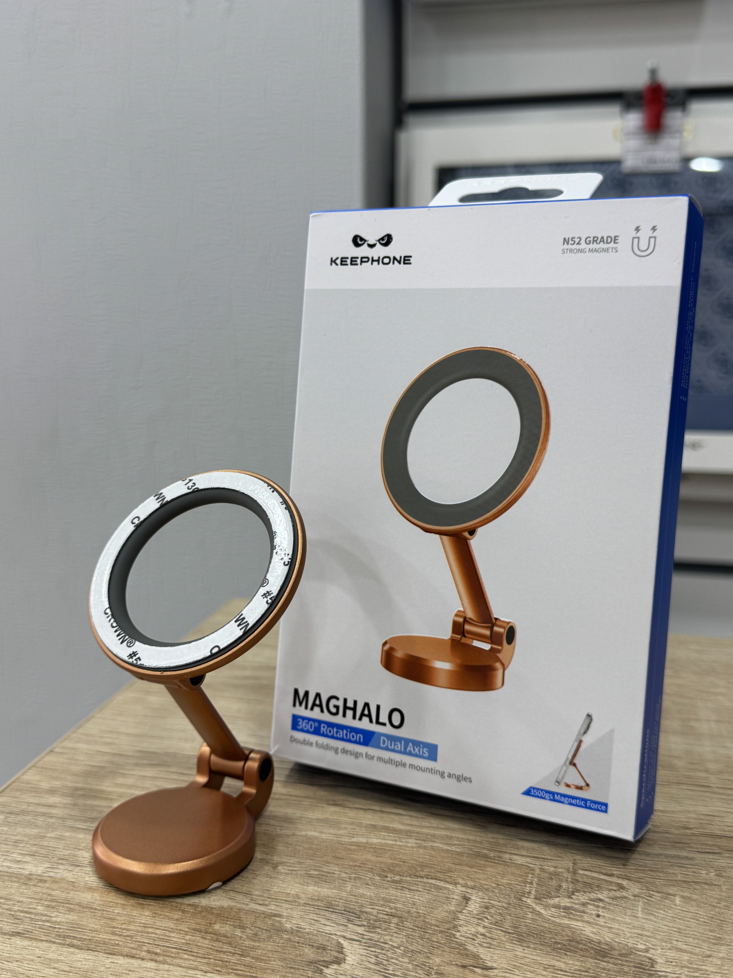 Держатель для смартфона Keephone Maghalo Magsafe Magnetic Dual Axis Stand, Оранжевый